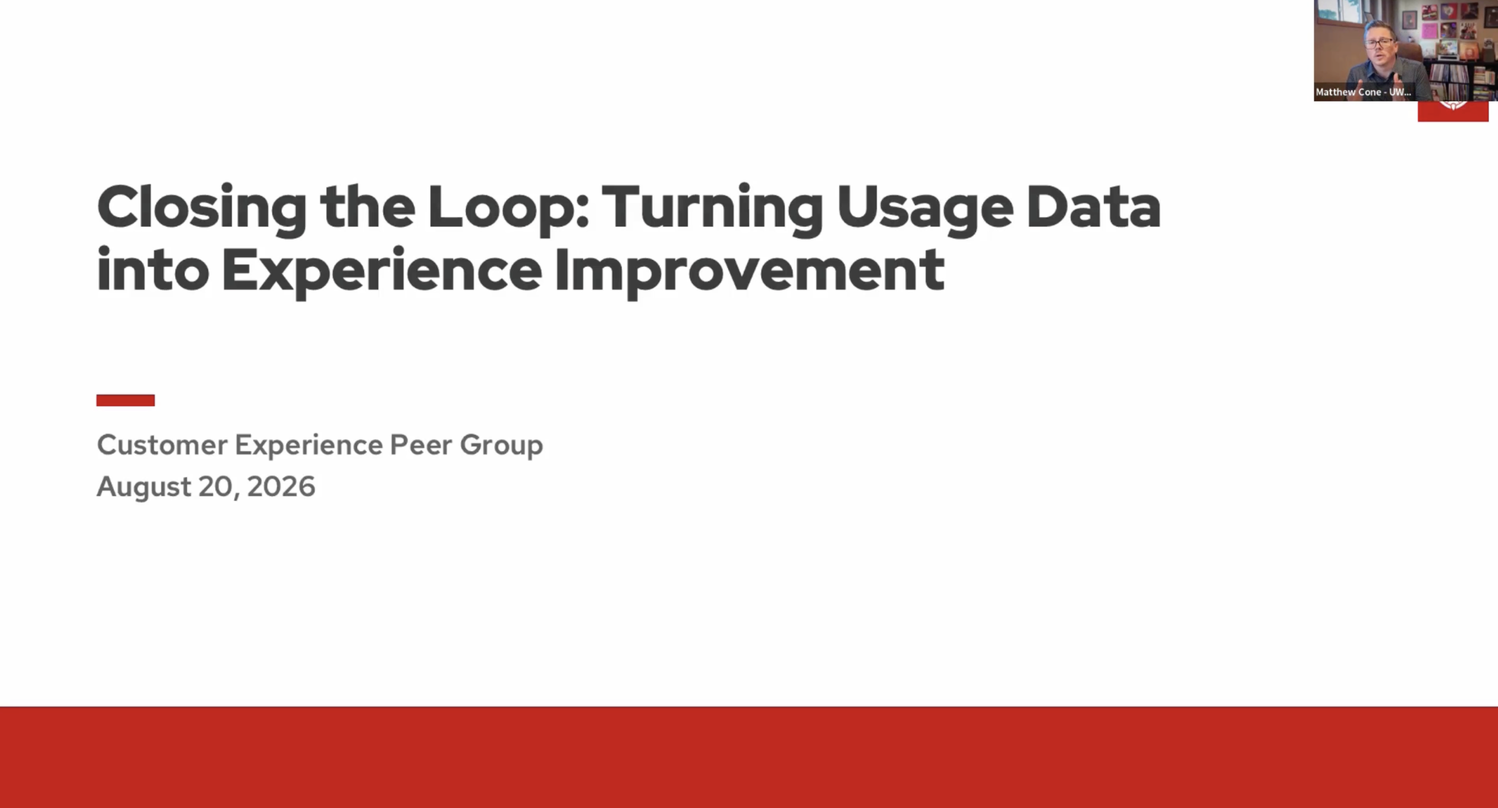 1. Video Presentation - Closing the Loop: Turning Usage Data into Experience Improvement thumbnail